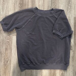 Jungmaven Unisex Charcoal Short Sleeve Raglan Sherpa Sweatshirt